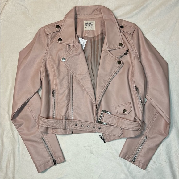 Ashley By 26 International Jackets & Blazers - Blush Leather Jacket with Belt